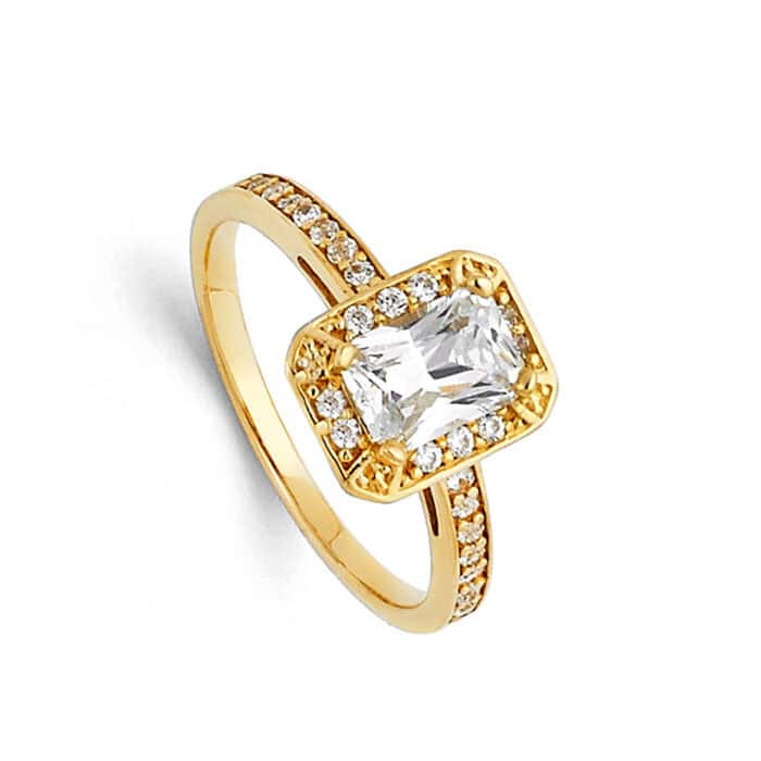 14K Yellow Gold Cubic Zirconia Engagement Ring