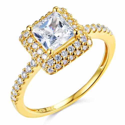 14K Yellow Gold Cubic Zirconia Engagement Ring Only and Ladies Wedding Band Only