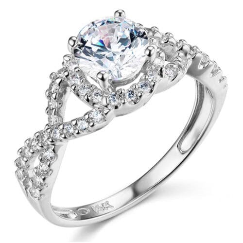 14K White Gold Cubic Zirconia Engagement Ring