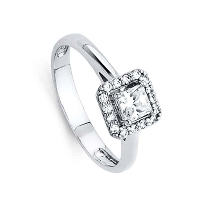 14K White Gold Cubic Zirconia Princess Stone  0.5 carat Engagement Ring - Image 2