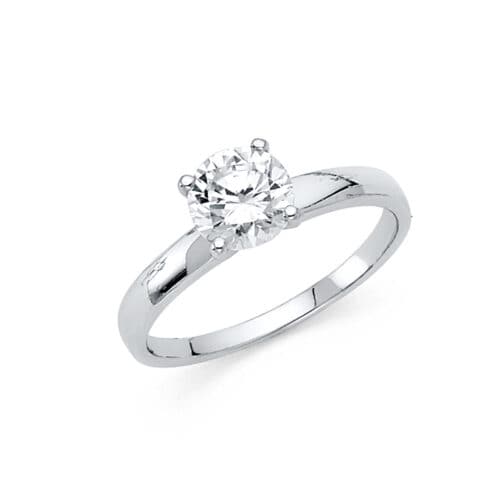 14K White Gold 1 carat Round Stone Cubic Zirconia Engagement Ring