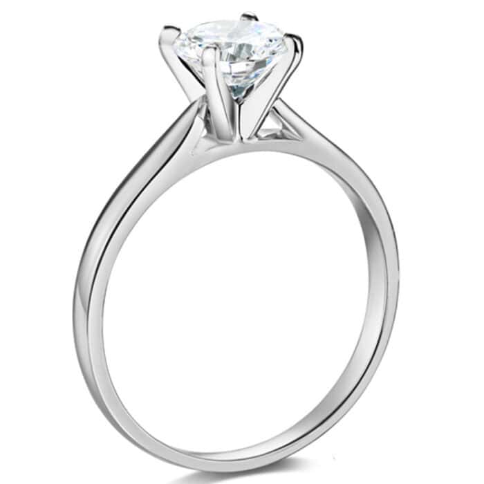 14K White Gold 1 carat Round Stone Cubic Zirconia Engagement Ring - Image 2