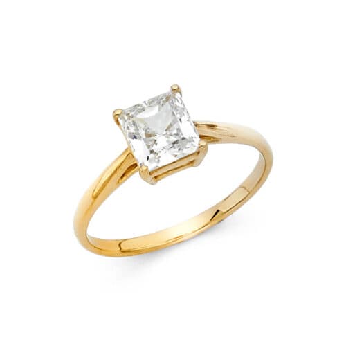 14K Yellow Gold Cubic Zirconia Engagement Ring