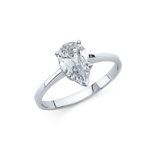 14K White Gold Cubic Zirconia Engagement Ring