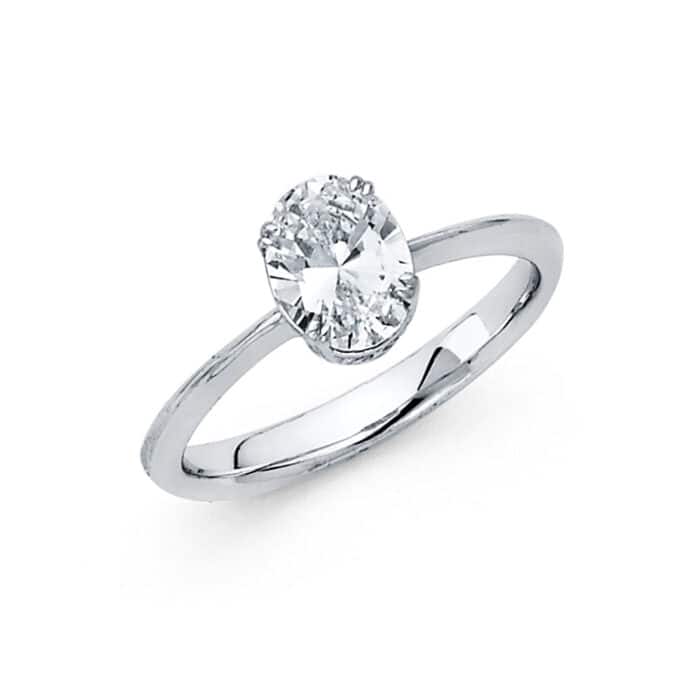 14K White Gold Cubic Zirconia Engagement Ring - Image 2
