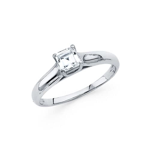 14K White Gold Cubic Zirconia Engagement Ring