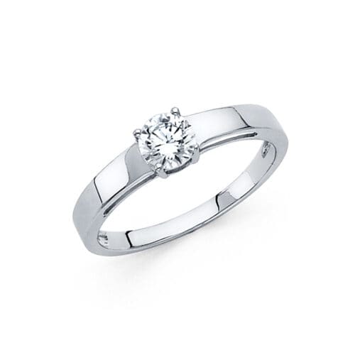 14K White Gold Cubic Zirconia Engagement Ring