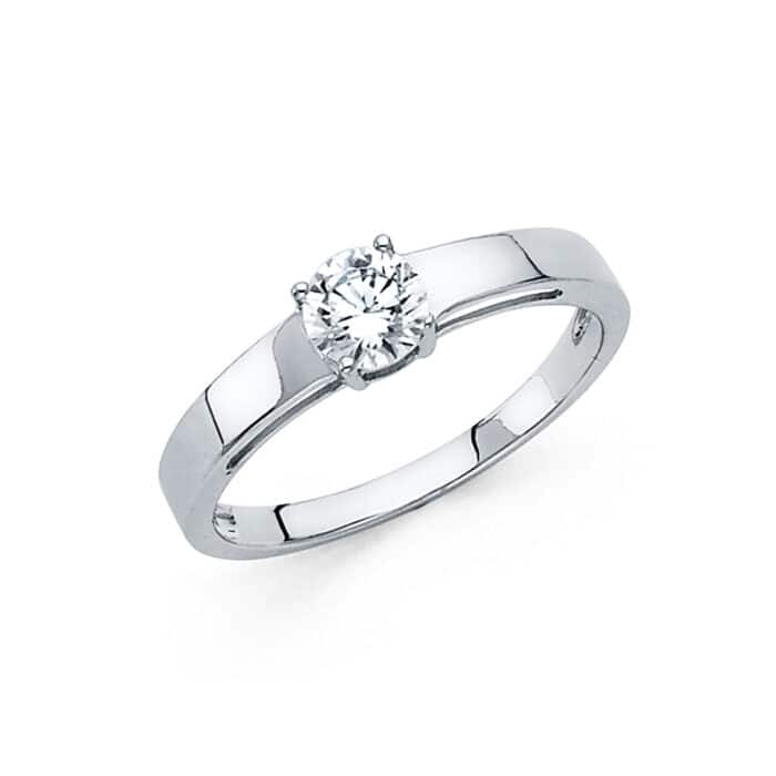 14K White Gold Cubic Zirconia Engagement Ring
