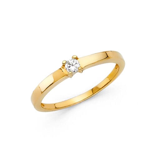 14K Yellow Gold Cubic Zirconia Engagement Ring