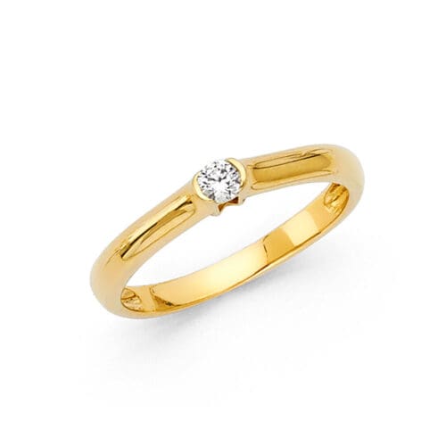 14K Yellow Gold Cubic Zirconia Engagement Ring