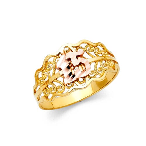 14K Two Tone Gold 15 Years Ring