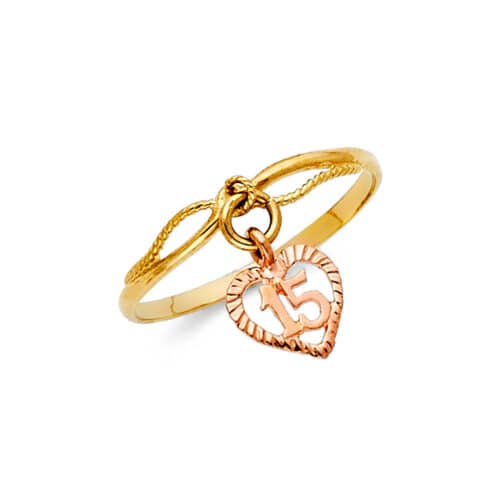 14K Two Tone Gold 15 Years Ring