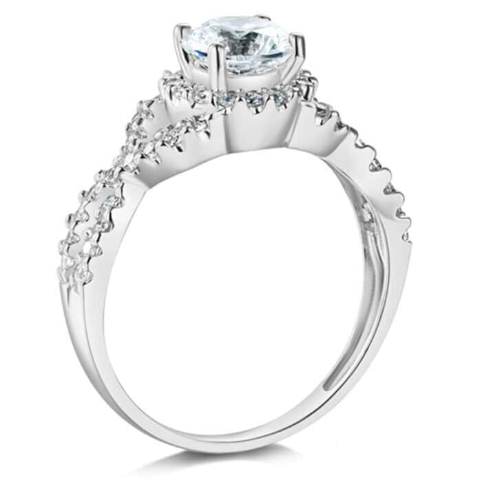 14K White Gold Cubic Zirconia Engagement Ring - Image 2