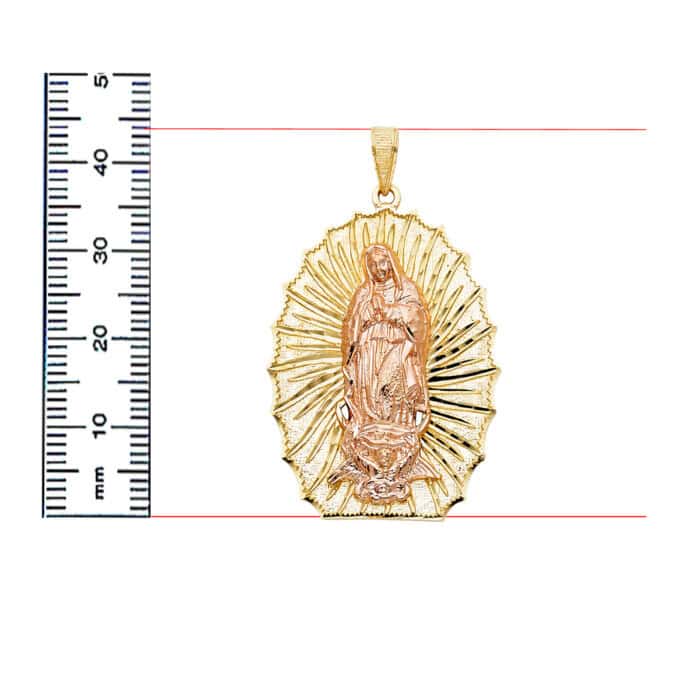 14K Two Tone Gold Religious Guadalupe Pendant - Image 3