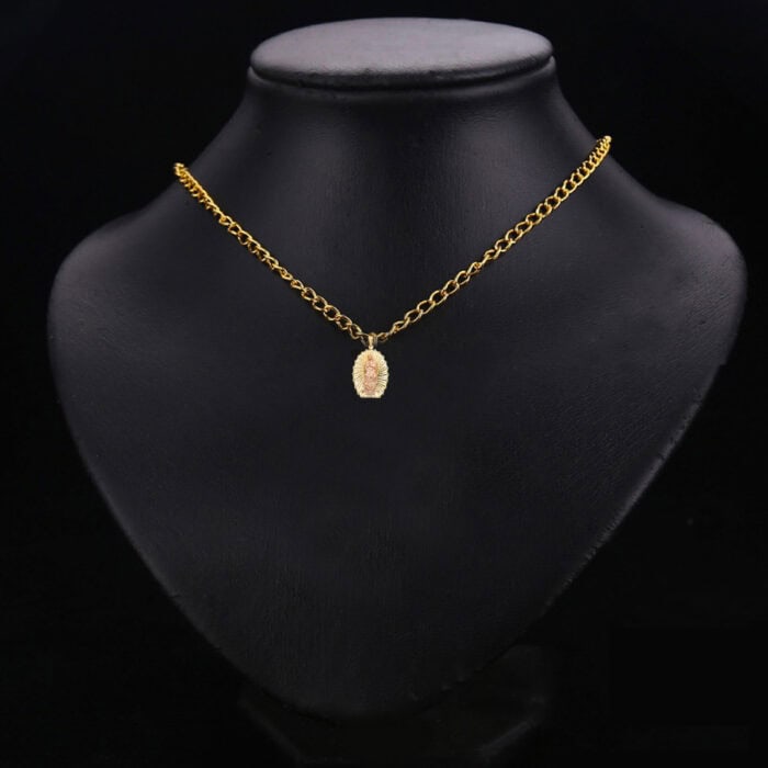 14K Two Tone Gold Religious Guadalupe Pendant - Image 2