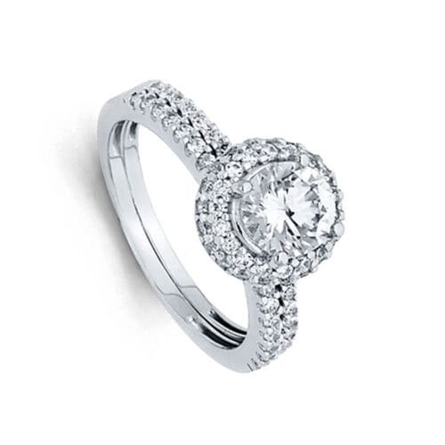 14K White Gold Cubic Zirconia Engagement Ring Only and Ladies Wedding Band Only