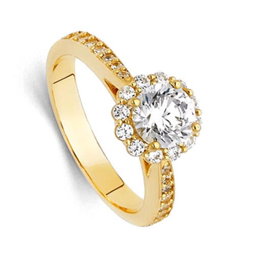 14K Yellow Gold Cubic Zirconia Engagement Ring