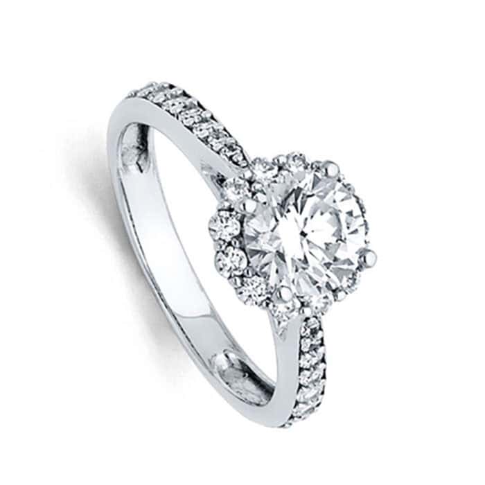 14K White Gold Cubic Zirconia Engagement Ring