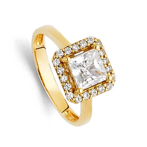14K Yellow Gold Cubic Zirconia Engagement Ring