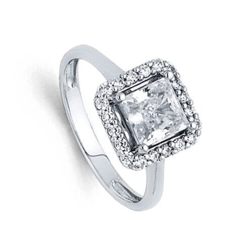 14K White Gold Cubic Zirconia Engagement Ring