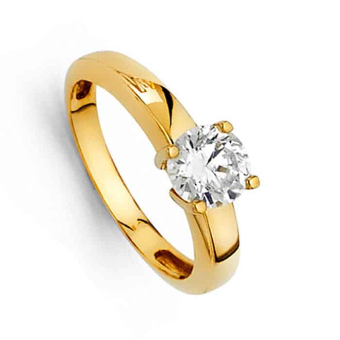 14K Yellow Gold Round Stone  Cubic Zirconia Engagement Ring - Image 2