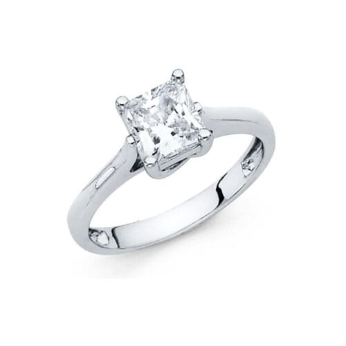 14K White Gold Cubic Zirconia Engagement Ring