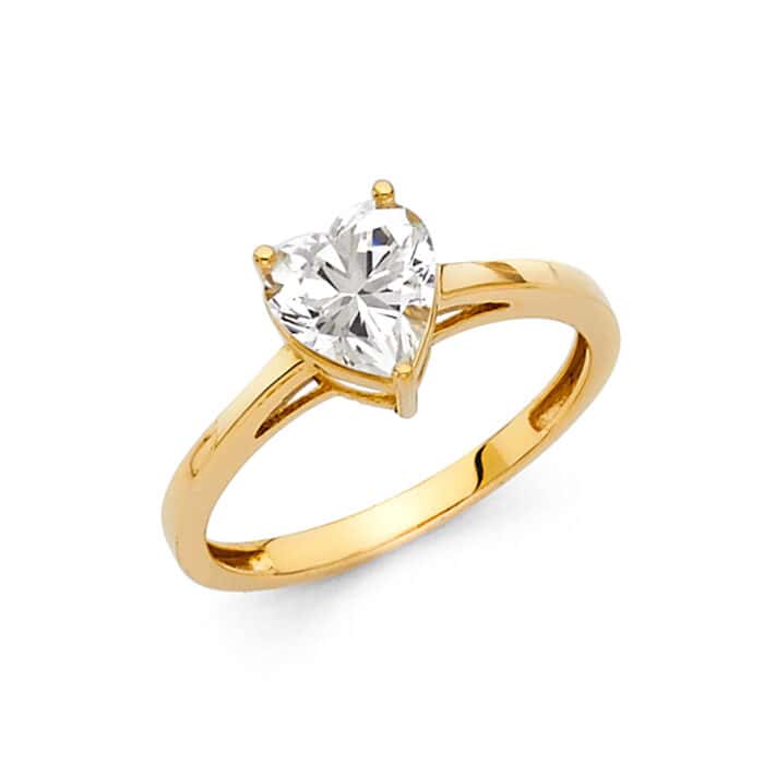 14K Yellow Gold Cubic Zirconia Engagement Ring