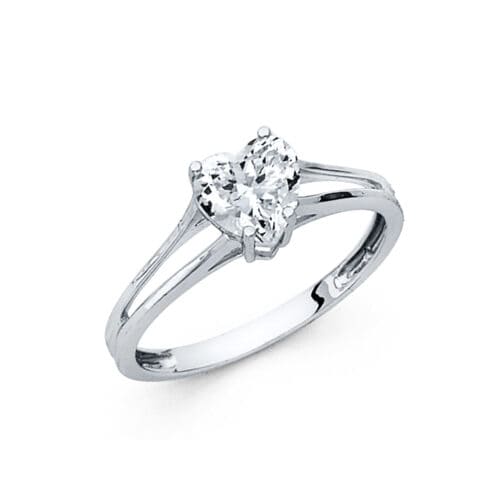 14K White Cubic Zirconia Engagement Ring