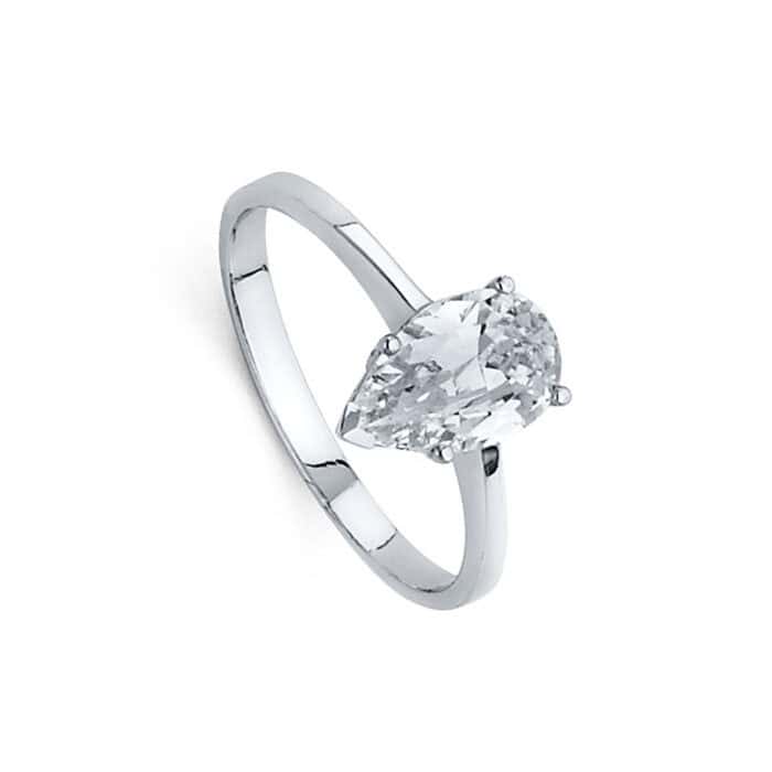 14K White Gold Cubic Zirconia Engagement Ring - Image 2