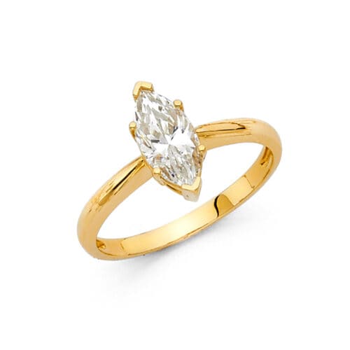 14K Yellow Gold Cubic Zirconia Engagement Ring