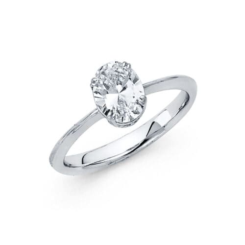 14K White Gold Cubic Zirconia Engagement Ring