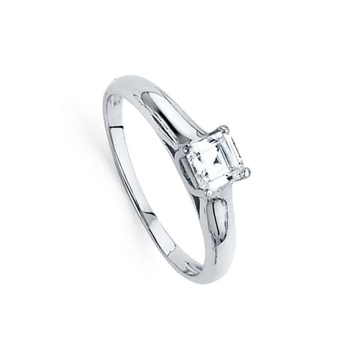 14K White Gold Cubic Zirconia Engagement Ring - Image 2