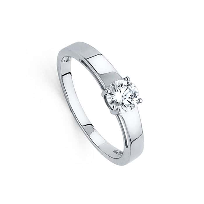 14K White Gold Cubic Zirconia Engagement Ring - Image 2