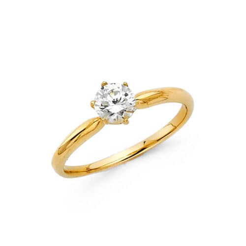 14K Yellow Gold Cubic Zirconia Engagement Ring
