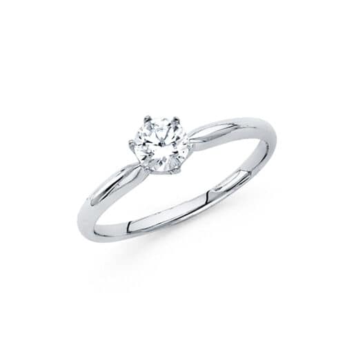 14K White Gold Cubic Zirconia Engagement Ring