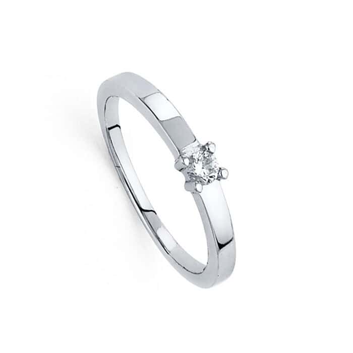 14K White Gold Cubic Zirconia Engagement Ring - Image 2