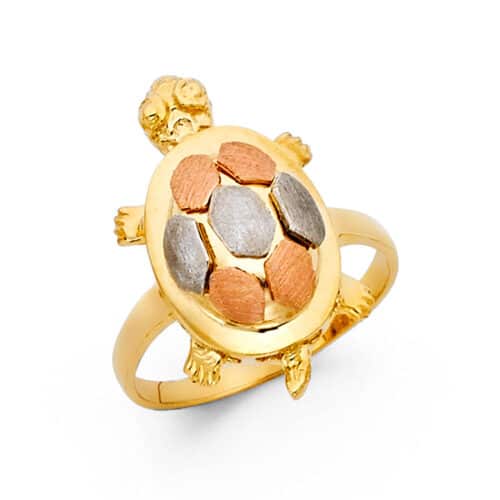 14K Tri Color Gold Fancy Turtle Ring