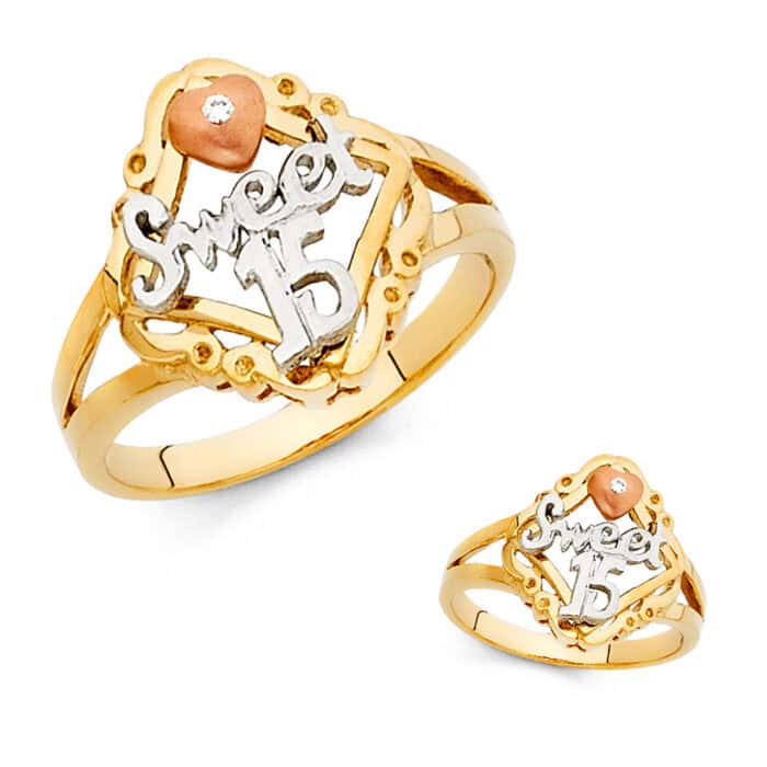14K Tri Color Gold 15 Years Ring - Image 3