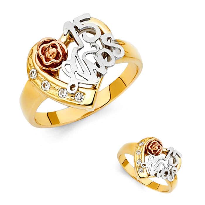14K Tri Color Gold 15 Years Ring - Image 3