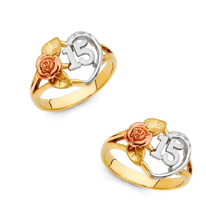 14K Tri Color Gold 15 Years Ring - Image 3