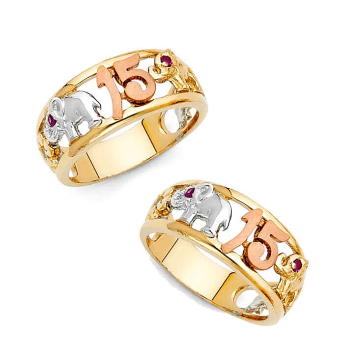 14K Tri Color Gold 15 Years Ring - Image 3