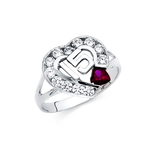 14K White Gold Cubic Zirconia 15 Years Ring