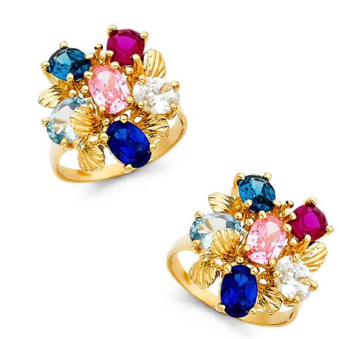14K Yellow Gold Cubic Zirconia Mothers Ring - Image 3