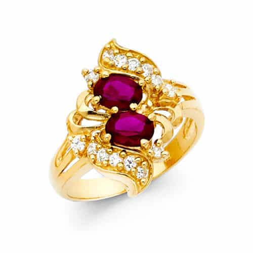 14K Yellow Gold Cubic Zirconia Mothers Ring