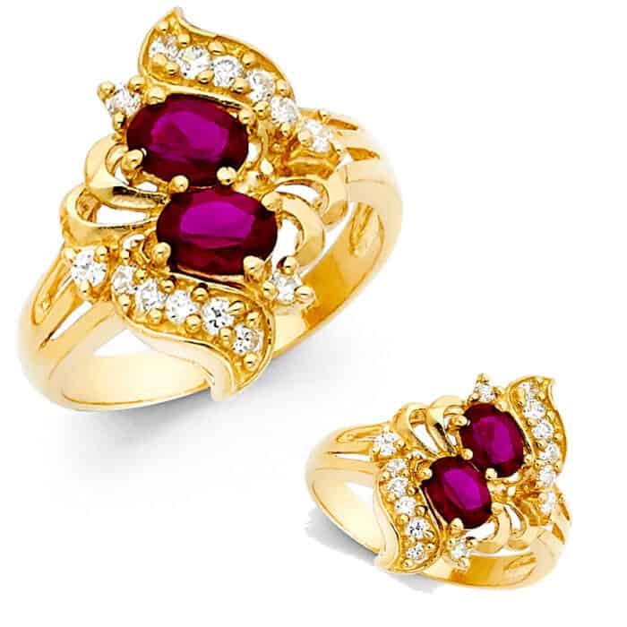 14K Yellow Gold Cubic Zirconia Mothers Ring - Image 3