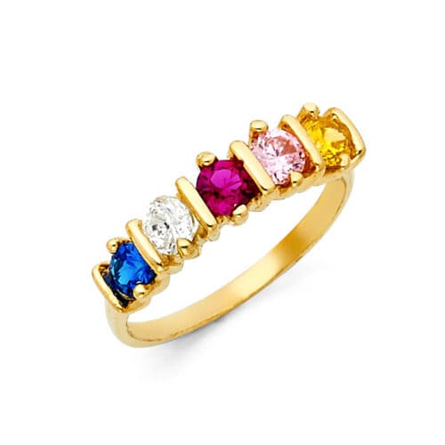 14K Yellow Gold Cubic Zirconia Mothers Ring