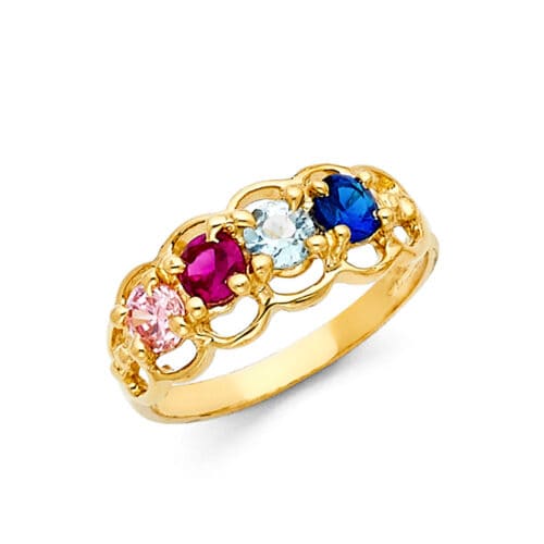 14K Yellow Gold Cubic Zirconia Mothers Ring