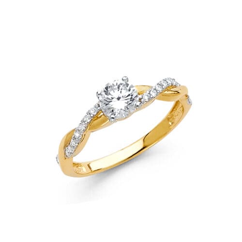 14K Yellow Gold Cubic Zirconia Engagement Ring