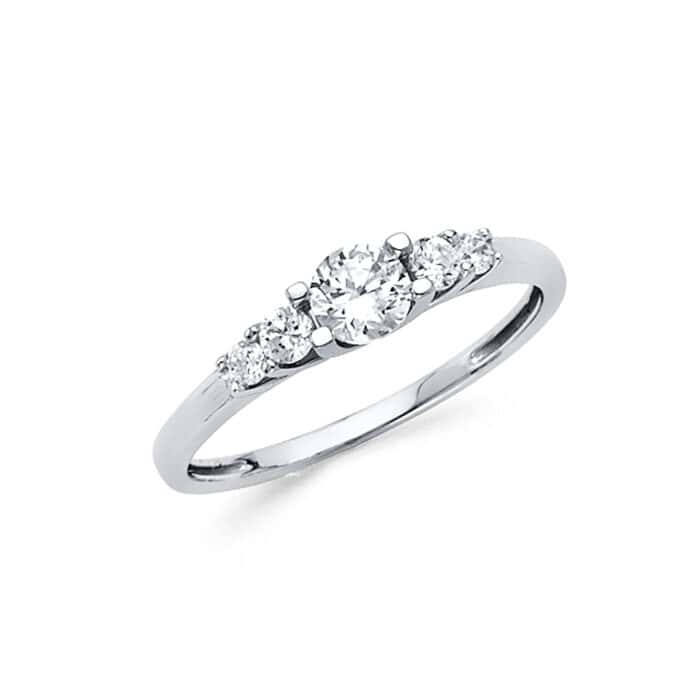 14K White Gold Cubic Zirconia Engagement Ring