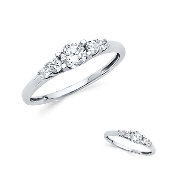 14K White Gold Cubic Zirconia Engagement Ring - Image 3